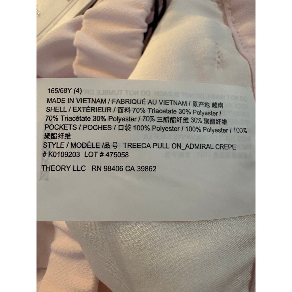Theory Treeca New Pastel Pink Admiral Crepe Coquette Pull On Trousers 4 - Picture 6 of 9